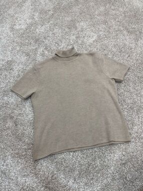 NWOT Dana Buchman Short-Sleeve Mock Neck Top - Taupe